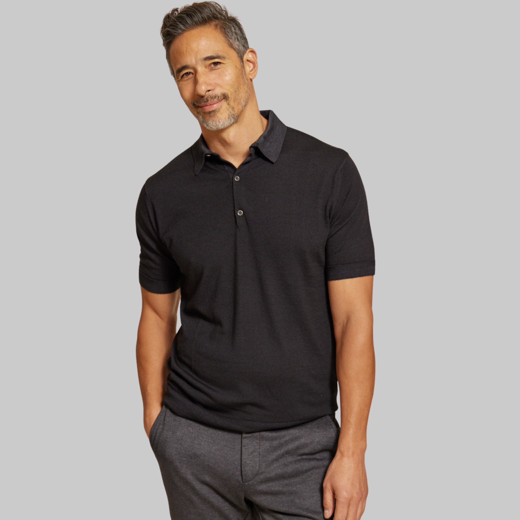 The Cillian - SS Lightweight MERINOmax Polo - Black