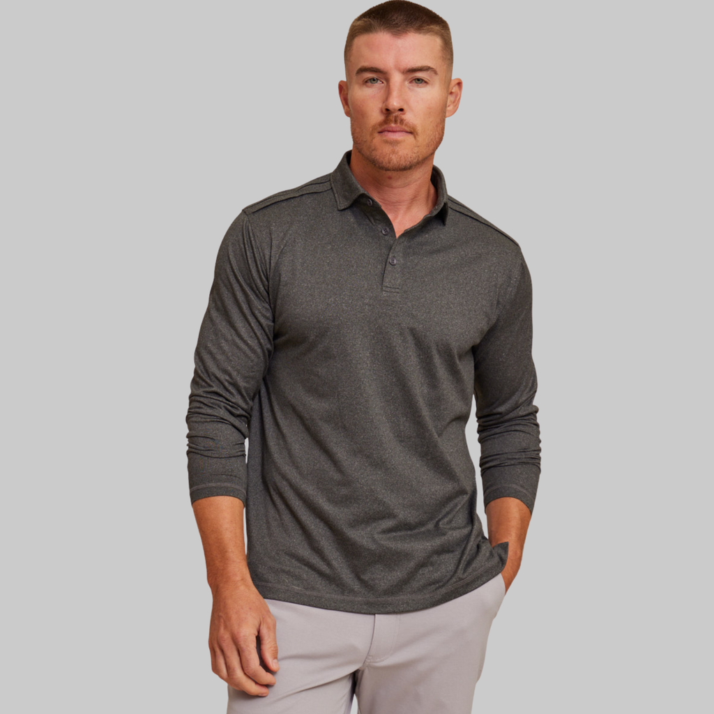 The Voyager - Performance LS Polo - Onyx Heather