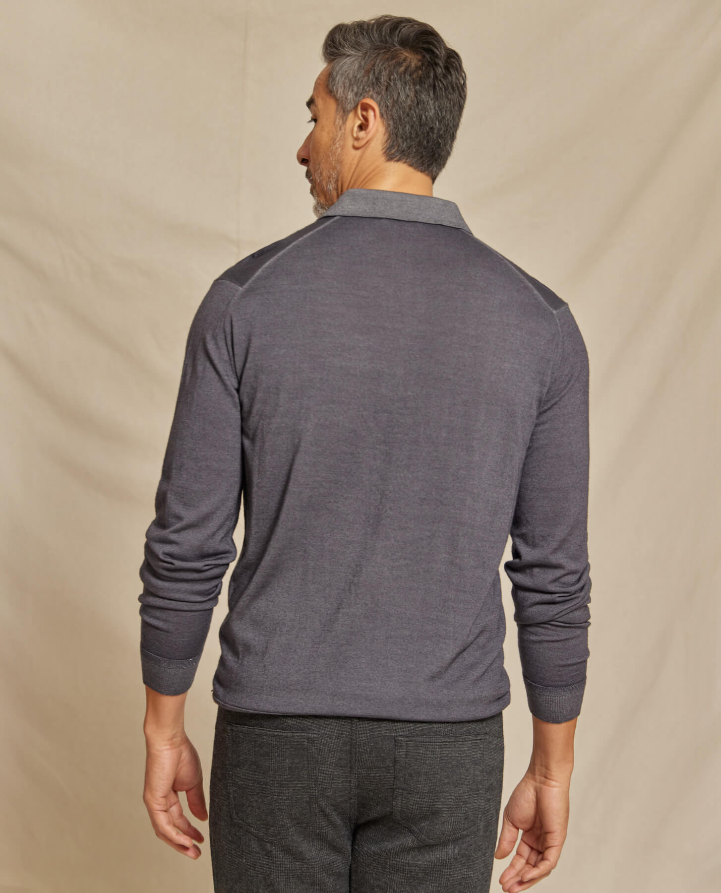 The Harrison - LS Lightweight MERINOmax Polo - Steel