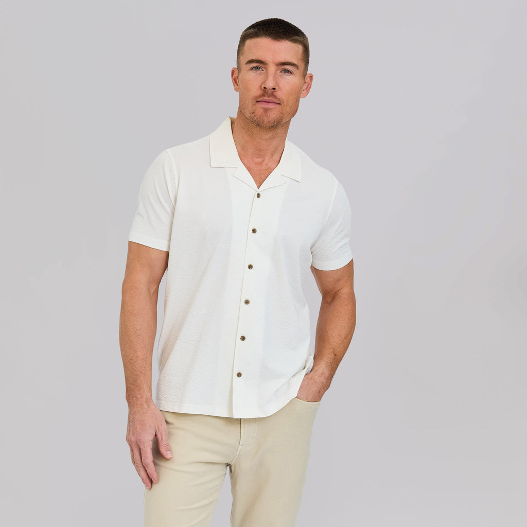 The Bodhi - Stretch Seersucker Cabana Shirt - White