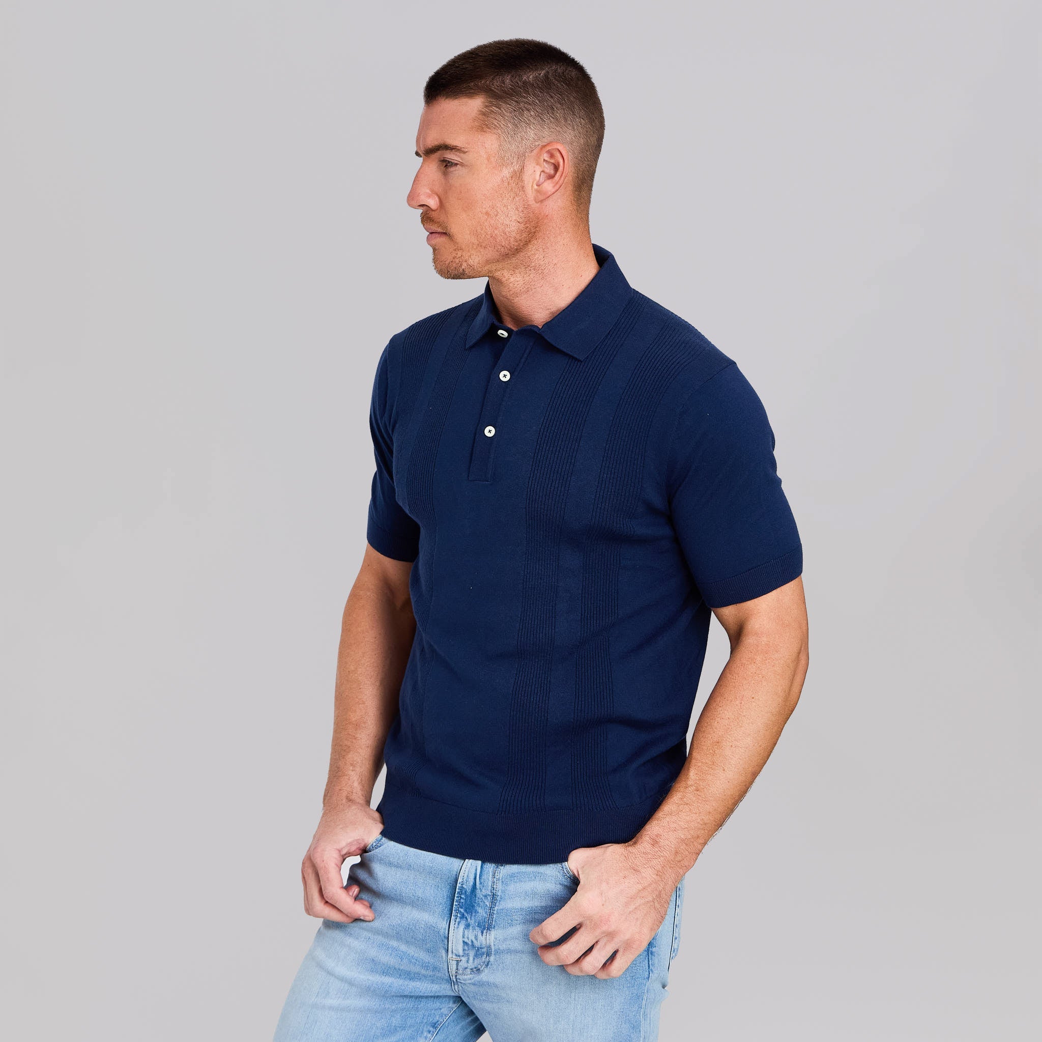 The Sergio - Cotton/Silk Polo - Navy