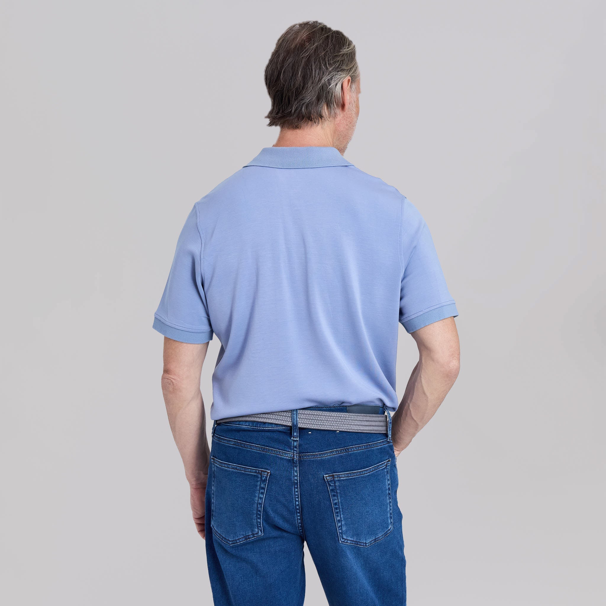 The Holden - Sand Washed Double Knit SS Polo - Blue Dusk