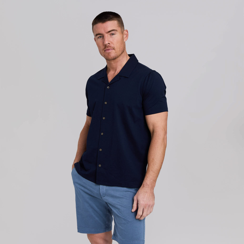 The Bodhi - Stretch Seersucker Cabana Shirt - Navy
