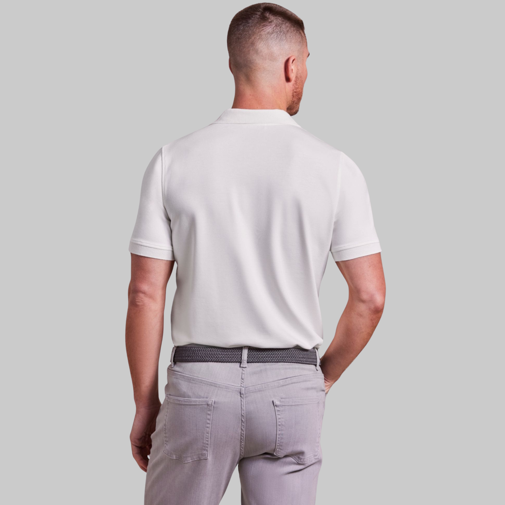 The Holden - Sand Washed Double Knit SS Polo - White