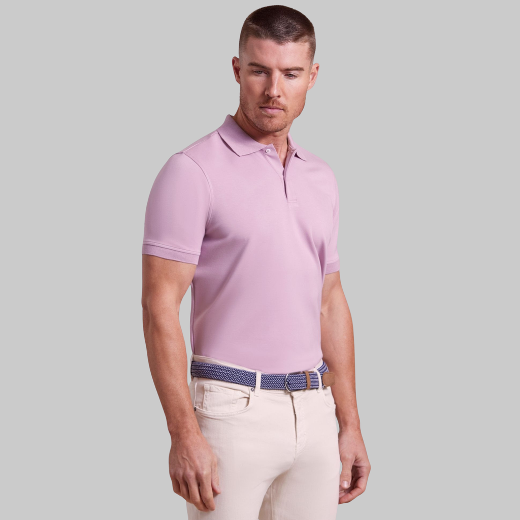 The Holden - Sand Washed Double Knit SS Polo - Lilac