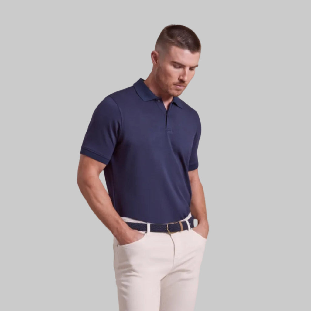 The Holden - Sand Washed Double Knit SS Polo - Navy