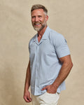 The Bodhi - Stretch Seersucker Cabana Shirt - Baby Blue Stripe