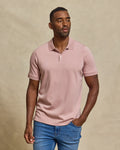 The Holden - Sand Washed Double Knit SS Polo - Powder Pink