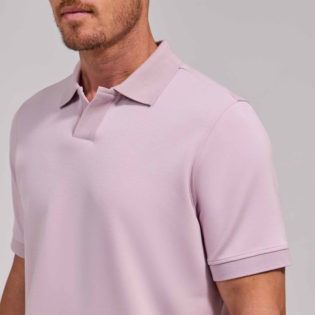 The Yates - Sand Washed Double Knit SS Polo - Lilac
