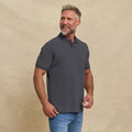 The Yates - Sand Washed Double Knit SS Polo - Charcoal