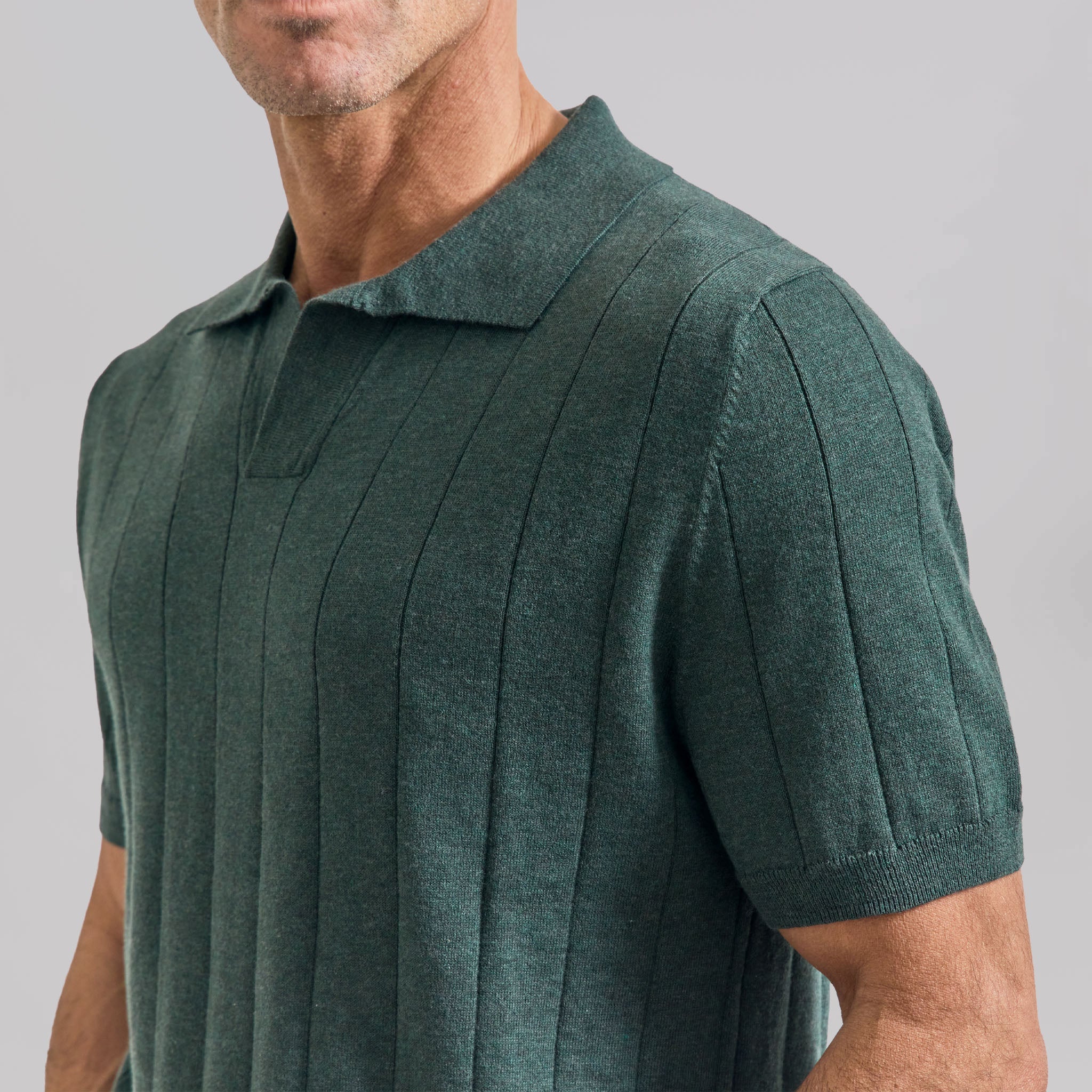 The Pearson - Cotton/Cashmere Striped SS Polo - Sage