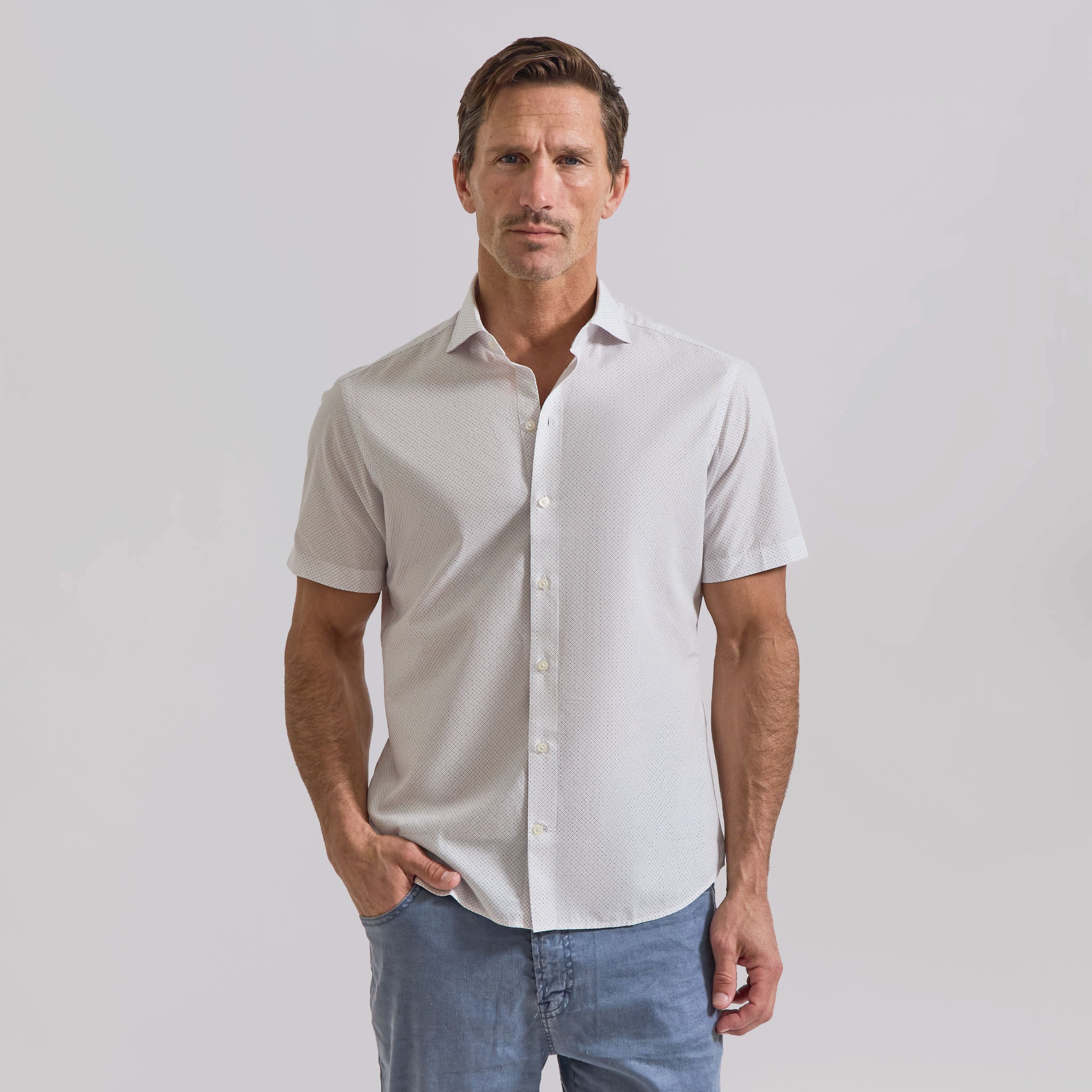 The Azure - Comfort SS Shirt - Pink Geo Print