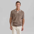 The Adair - Cotton Cashmere SS Polo w/Tipping - Camel / Off White
