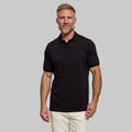 The Yates - Sand Washed Double Knit SS Polo - Black