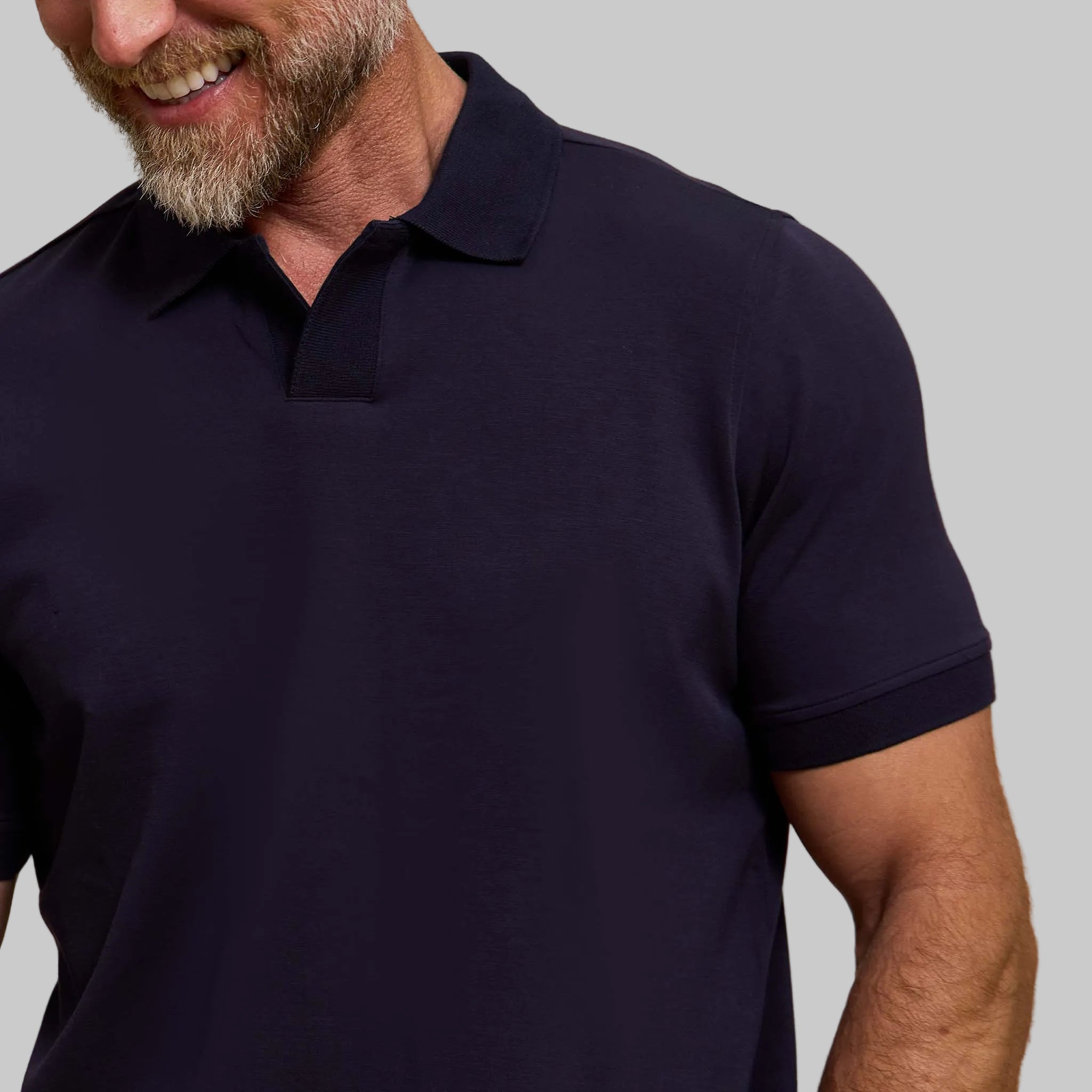 The Yates - Sand Washed Double Knit SS Polo - Navy