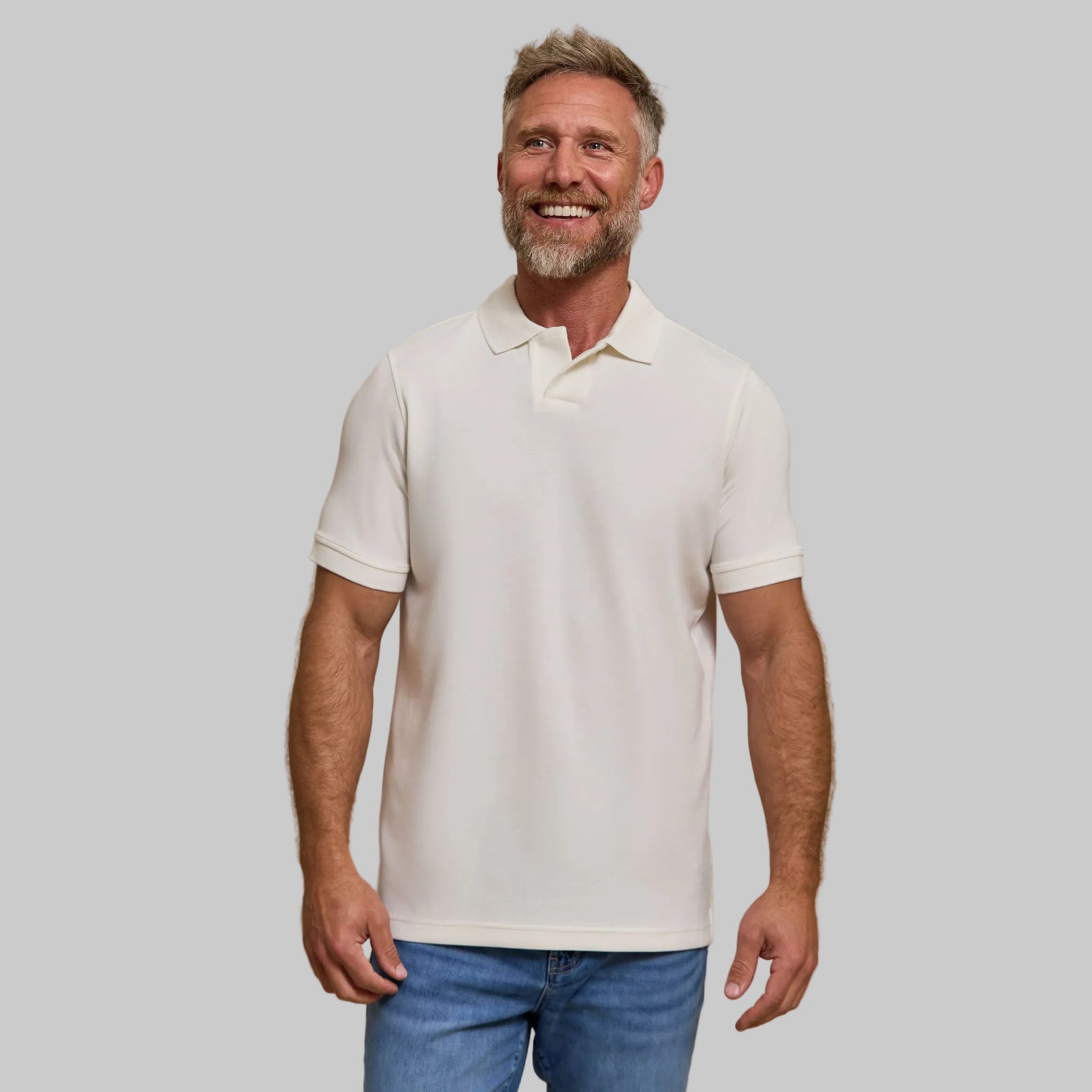 The Yates - Sand Washed Double Knit SS Polo - White