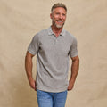 The Holden - Sand Washed Double Knit SS Polo - Heather Grey