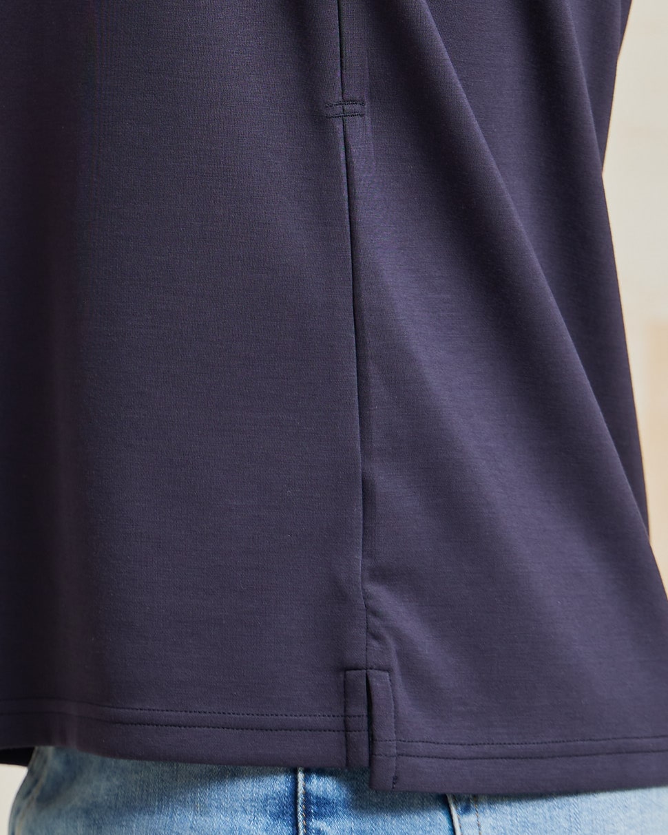 The Holden - Stone Washed Double Knit LS Polo - Navy